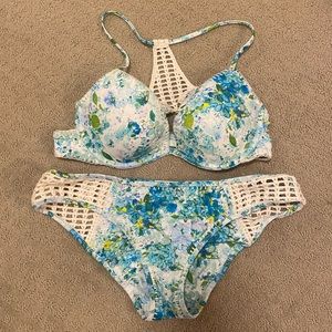 Victoria Secret Blue Hydrangea Push Up Bikini